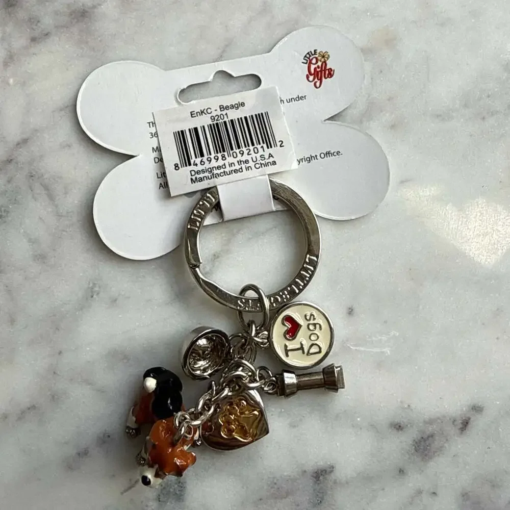 Little Gifts Hand-Painted Beagle Dog Charm Keychain – New with Tag